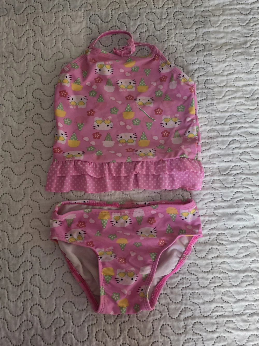 Hello Kitty Sanrio Girls Tankini Swimsuit 2 Piece Pink Ice Cream 4T Toddler